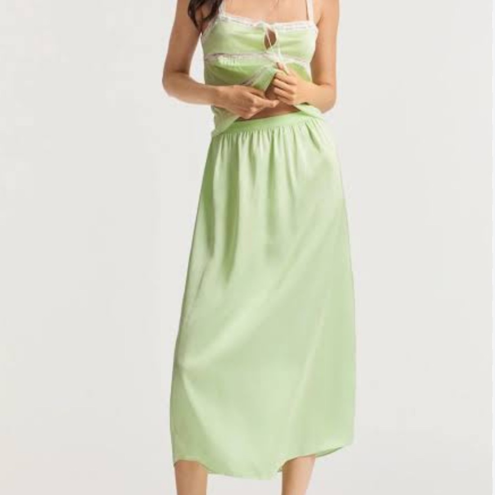 NWT Loveshackfancy size small Aimee skirt midi Lime green size Small Lsf
